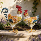 Metal Chicken Family Decor, Yard Rooster & Hen Ornaments, 2pcs - Image 4
