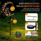 2026 News Solar Halloween Black Cat and Pumpkin Moon Garden Stake Light 4PCS, Hanging Pumpkin Lanterns Outdoor for Pathway, Yard, Patio and Lawn Decor.Powered Entirely by the Sun - Image 4