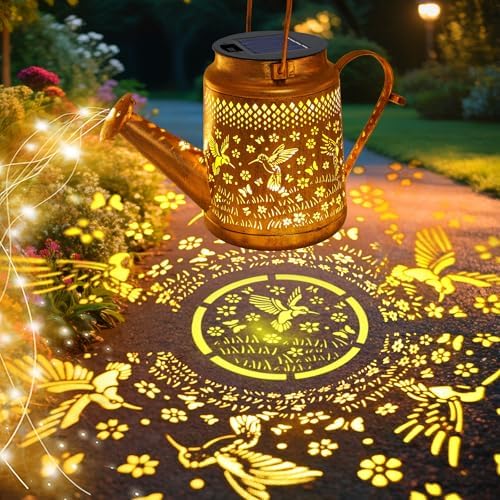 Solar Lights Outdoor Waterproof, 2 Pack Hummingbird Watering Can Lights - Image 5