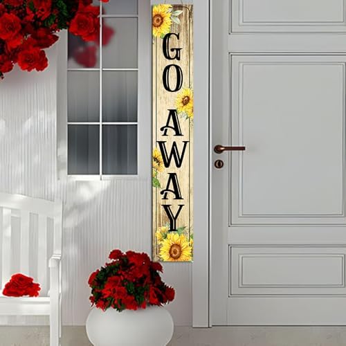 Go Away Porch Sign,Unwelcome Door Sign Door Sunflowers Wooden Vertical Standing Hanging Decorations Spring Summer Farmhouse Outdoor Yard Housewarming Present 8x48inch - Image 4