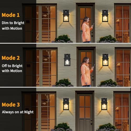 Auzev Solar Sconce Lights Outdoor Wall Mount Solar Porch Light Exterior - Image 3