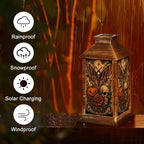 Solar Hanging Lantern Moth Skull Pumpkin Rose Gothic Orange Black Vintage Tattoo Style Waterproof LED Lights Decor Patio Yard Lawn Porch Lamp, Birthday Gift for Mom Women Garden Outdoor Decor - Image 5