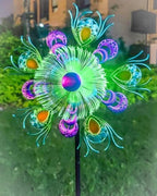 Solar Peacock Wind Spinners for Yard & Garden - 40 Inch Metal Wind Sculpture, Kinetic Windmill with Multi Color LED Lights, Lawn & Patio Art Decor by YOURONGMAO