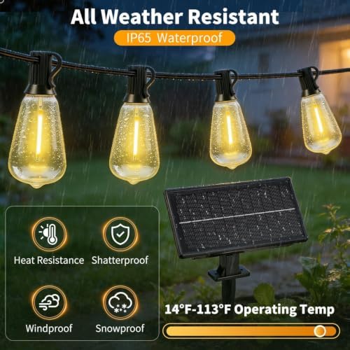 Solar Lights Outdoor, 40FT ST38 LED IP65 Waterproof Patio Lights - Image 4