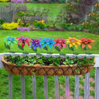 Metal Flowers for Outside,7 Pcs 14 in Outdoor Metal Sun Flowers Garden Stakes with Leaves,Rust and Weather Resistant Garden Plant Flower Sticks for Lawn Pathway Yard Decor,Outdoor Summer Decor by JOYWU
