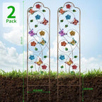 2 Pack Metal Garden Trellis Arched Fence Trellises for Climbing Plants Outdoor, Roses, Vines, Flowers, and Vegetables Support, 60'' H x 12'' W, Butterfly - Image 2