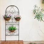 Trellis for Climbing Plants 59" H x 22" W Metal Unique Design Decorative Garden Structure Weather-Resistant Lattice Outdoor Decor Flowers Roses Vine Ivy Clematis Black Coating 1 Pack - Image 2