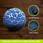 Briarwood Lane Everyday Gazing Ball 10x10 Blue and White Scalloped Solar LED Gazing Ball - Image 6