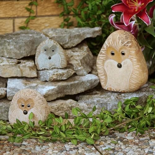 Family of Boulder Hedgehogs – Natural Granite Garden Animal Statues – Hand-Carved Stone Hedgehog Figurines – Set of 3 Eco-Friendly Wildlife Sculptures – Rustic Outdoor Décor (4", 6", 8") - Image 6