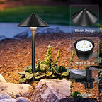 SUNVIE 4-Pack 7" Low Voltage Path Lights Black Aluminum, Conical Hat Design - Image 3