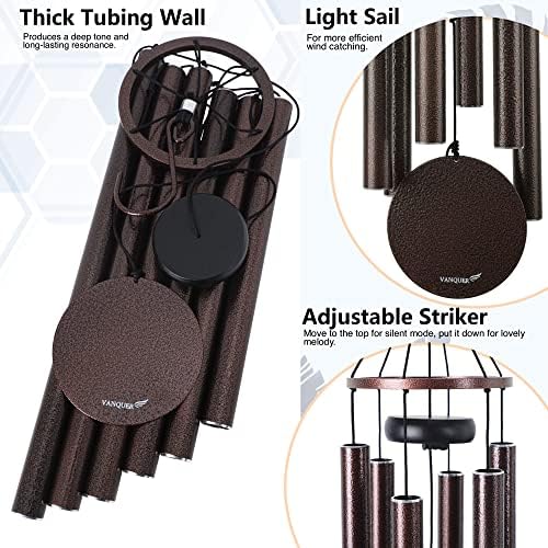 Vanquer Wind Chimes for Outside Deep Tone - 38'' Wind Chimes Outdoor Clearance, Deep Tone, Windchimes Outdoors, Memorial,Wind Spinner, Sympathy Gift, Patio, Home Décor (Bronze) - Image 4