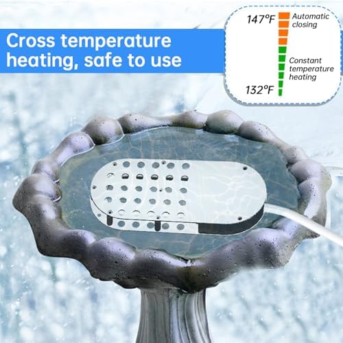 Bird Bath Deicer for Outdoors, Bird Bath Heater, Winter 200W Pond De Icer Die Water Heater Controlled with Auto Shut Off for Poultry Waterer Patio Yard Garden - Image 5