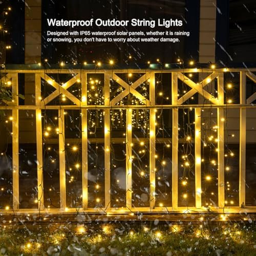 100FT Solar Outdoor String Lights Extra Long 300 LED with USB Charging & Remote & Memory Solar Powered Christmas Tree Lights Waterproof for Outside Porch Tree Garden Patio Wedding(Warm White) - Image 5