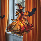 Autumn Witch Acrylic Suncatcher - Faux Stained Glass Indoor Window Hanging Ornament, Outdoor Sun Catcher Panel, Home Decor Gift for Halloween Lovers by Unknown