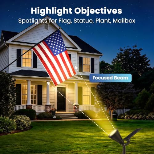 JEJOT 2 Pack Solar Spot Lights Outdoor Waterproof with Focus Beam - Image 2