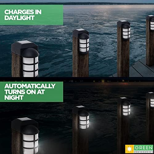 GreenLighting Marina Solar Post Cap Lights - Fits 4x4 Wood Outdoor Solar Powered Post Cap, Fence, Deck, Garden - Bright LED, Waterproof Nautical Lighting - Black 8 Pack - Image 2