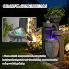 26.8" Tall Water Fountain Outdoor Garden, 4 Tiers Modern Cascading Bowls Water Fountain Outdoor Indoor Garden with LED Lights & Atomizer for Patio, Deck, Porch, Backyard Art Decor,C - Image 5