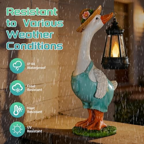Solar Garden Statues Goose, Farmhouse Goose Outdoor Lawn and Garden Statue - Image 4