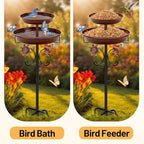Daoeny Bird Bath for Outside, 42In Vintage Freestanding Birdbaths for Outdoors, Double Metal Bird Bath Feeder Bowls for Garden Patio Yard Lawn Decor, Upgraded 5-Pronged Base (Brown) - Image 4