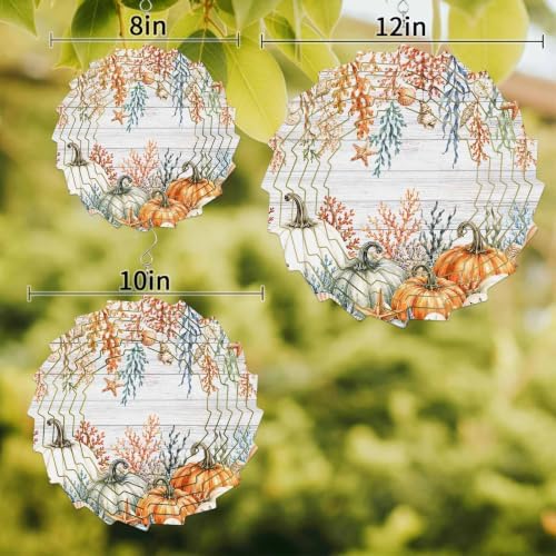 12 Inch Coastal Fall Wind Spinner for Yard and Garden,Thanksgiving Orange Pumpkin Leaves Gray Wooden Hanging Ornaments Outdoor 3D Kinetic Wind Sculpture Spinners Indoor Outdoor Patio Décor Gift - Image 3