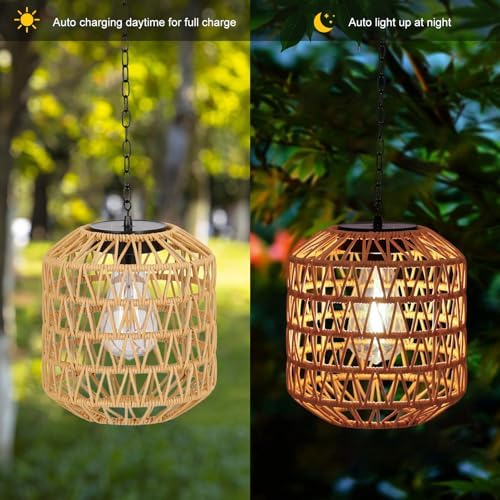 Livinlarge Solar Pendant Lights Outdoor,Hanging Lanterns with Edison Bulb - Image 6