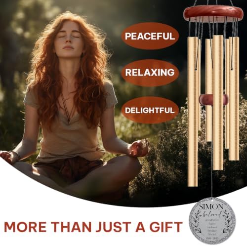 Custom Memorial Wind Chime for Husband, Personalized Grandfather Father Brother Sympathy Windchime, in Loving Memory Garden Outdoor Decor Soothing Deep Tone - Image 3