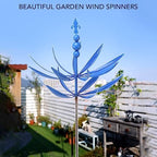 Blue Iron Windmill, 360 Degree Rotation Wind Spinner, Kinetic Wind Sculpture, Metal Yard Art Decor, Weather Ornament for Garden Lawn Patio Backyard Outdoor Landscape Decoration. - Image 2