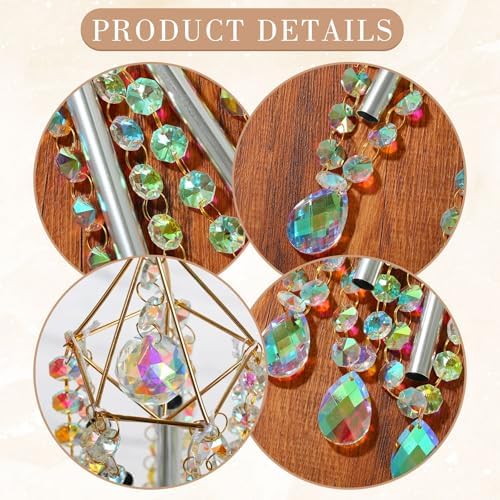 Crystal Wind Chimes - Glass Wind Chimes for Outside, Outdoor Crystal Suncatcher with Tuned Tubes, Reflective Windchimes Outdoors Unique, Hanging Prism Rainbow Maker Chandelier Home Decor Gift - Image 5