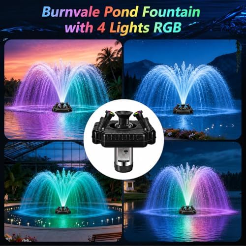 Pond Fountain Aerator，1HP 110V 750W，4RGB Lights Fountain Pump - Image 3