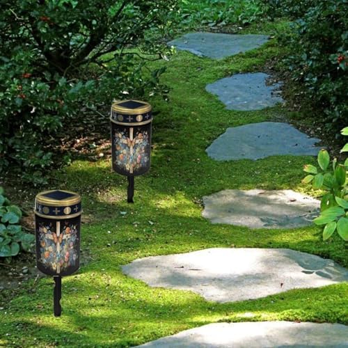 Poceacles Cross Solar Lights Outdoor for Cemetery Grave Solar Lights Outdoor Waterproof Decorative Flameless Candle for Cemetery Garden Backyard Outdoor Decor, Butterfly Floral Cross Black, Pack of 6 - Image 4
