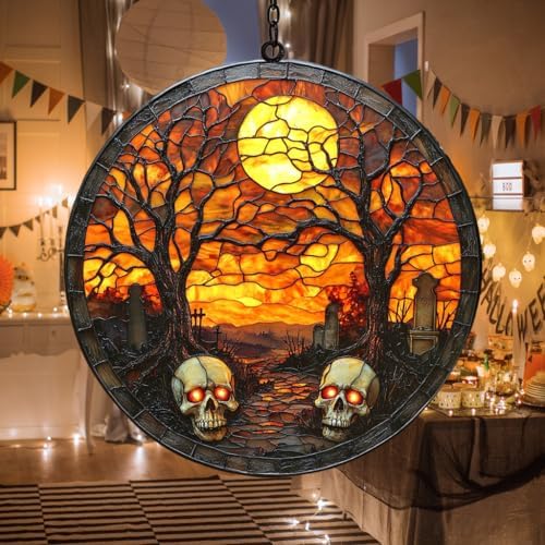 Zombie Graveyard Halloween Skull Acrylic Suncatcher by AVAGAN