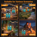 Solar Lantern Outdoor Waterproof Colorful Stained Glass Dolphin Swimming Vibrant Underwater Scene Garden Decor LED Hanging Solar Lights Tabletop Lamp Gifts for Women Mom Outside Yard Patio Porch - Image 6