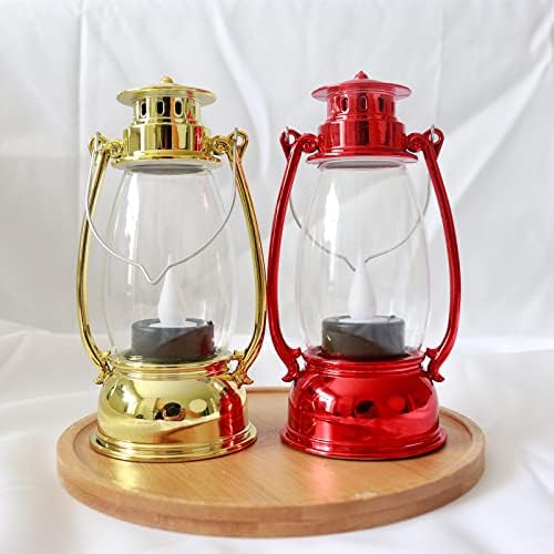 Red Mini Lanterns(12 Pcs-5.1in) with Flickering LED Candle Lights, Vintage Small Western Lanterns for Table Centerpiece, Indoor & Outdoor Christmas Tree Ornaments, Camping Party Decorations - Image 5