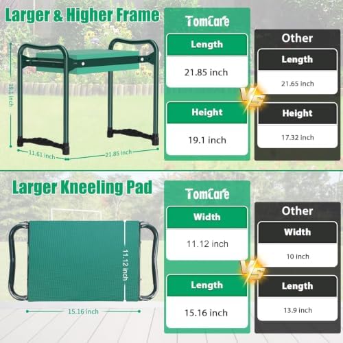 TomCare Garden Kneeler and Seat, 11.12" Kneeling Pad Sturdy Garden Bench - Image 2