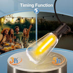 Outdoor String Led Patio Lights - 50Ft 15M Outside Waterproof Light With Remote Dimmable ST38 Shatterproof Bulb Connectable Hanging Outdoor Electric Lighting For Backyard Yard Gazebo Porch Party - Image 3