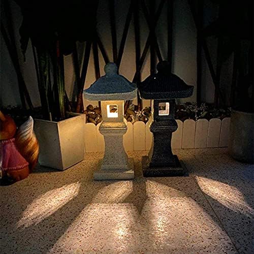 Buddha Statue,Japanese Solar Pagoda Garden Ornament Pagoda Zen Lantern Buddha Decor Statue,Grey+Height60.5cm - Image 4