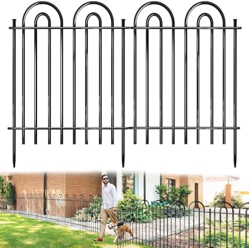 10 Panels Garden Fence, 42in(H)×21.6ft(L) Tall No Dig Fence Animal Barrier, Heavy Duty Metal Tube Decorative Garden Edging Border, Ground Defense Temporary Fencing for Outdoor Yard, Black by NANYEZH