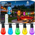 LETIANPAI 400FT RGB+IC Outdoor String Lights, IP67 Waterproof LED Color Changing Clear Bulb String Lights with App & Remote Control, Shatterproof Hanging Patio Lights for Backyard Garden Party by LETIANPAI
