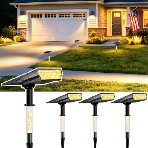 Solar Spot Lights Outdoor Waterproof, Warm White 4 Pack by Unknown