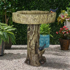 watnature 24.4” H Fibre Reinforced Concrete Outdoor Garden Bird Bath with Birds, Woodland Tree Trunk Decoration Yard Statue，Pedestal Birdbaths for Outdoors, Garden, Patio, Lawn, Backyard - Image 2