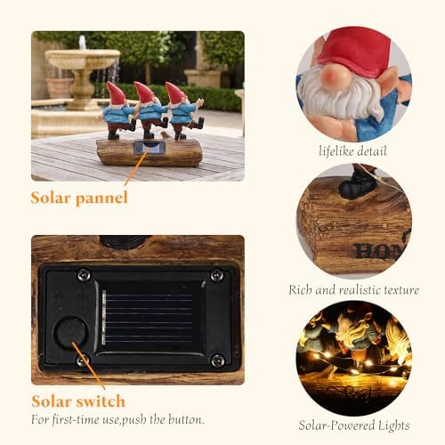 PETAFLOP Solar Gnome Garden Decor,Home Sweet Home Gnomes Outdoor Decorations for Yard Patio Balcony Pathway Lawn, Father’s Day Birthday Housewarming Gifts for Women Mom Grandma - Image 4