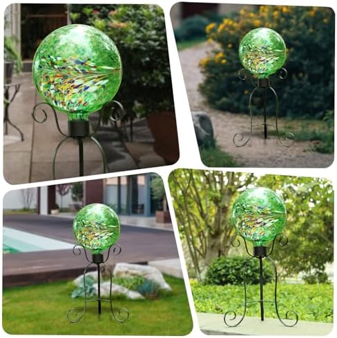 VCUTEKA Gazing Ball for Garden, Glass Outdoor Garden Globe Decor 10" Green - Image 6