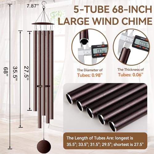 68” Large Wind Chimes for Outside Deep Tone, Bronze WindChimes for Women Mom Grandma, Memorial Sympathy Wind Chime for Loss of Loved One - Image 3