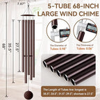 68” Large Wind Chimes for Outside Deep Tone, Bronze WindChimes for Women Mom Grandma, Memorial Sympathy Wind Chime for Loss of Loved One - Image 3