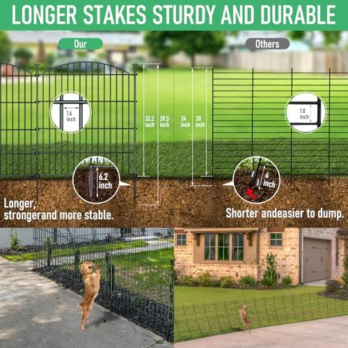10 Panel No Dig Metal Garden Fence 32"H x 23.6'L Dog Fence Outdoor for Yard - Image 3
