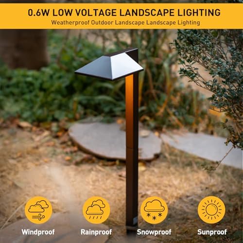 Malibu Low Voltage Landscape Lighting 0.6W LED Pathway Lights Outdoor Landscape Path Lights Wired with Connectors 22 Lumen Warm White Walkway Lights for Garden Yard Lawn 8Pack - Image 3