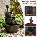 Giantex 3-Tier Barrel Waterfall Fountain with Electric Pump, 37'' - Image 4