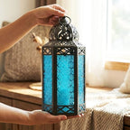 Vela Lanterns Decorative Indoor Fairy Light Candle Holder, Blue, L - Image 4