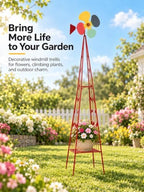 6FT Windmill for Yard Garden Decoration, Heavy Duty Outdoor Wind Mills, Large Metal Outdoor Windmill, Weather Resistant, with Storage Shelf and Weather Vanes, Red - Image 2