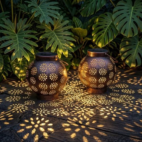 Edenseelake Dual-Lighting Mode Solar Hanging Lanterns Outdoor Waterproof, Decorative LED Lantern for Garden, Patio, Porch, Yard, Lawn, 2 Pack by Edenseelake